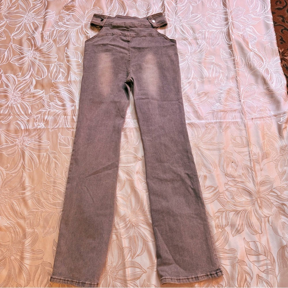SHEIN Cutout Waist Wide Leg Faded Blue Jeans Snap Ring Belt - Waist 27